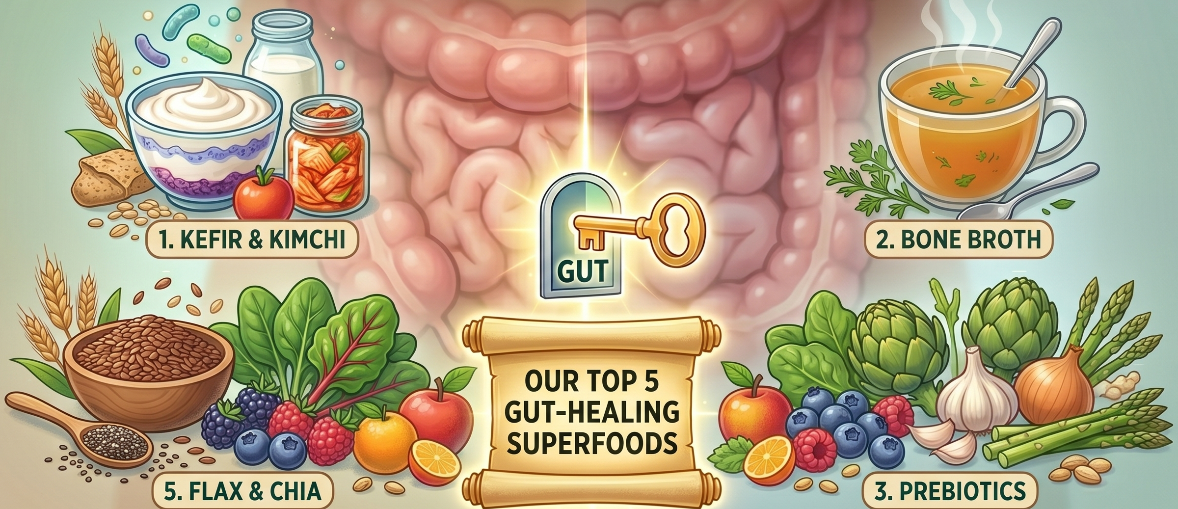 Read more about the article Top 5 Nutritionist-Recommended Superfoods to Heal Your Gut Naturally